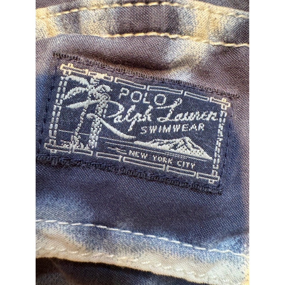 Polo Ralph Lauren Tie Dye Swim Trunks Big Pony Blue White Board Shorts Mens L - Picture 6 of 14